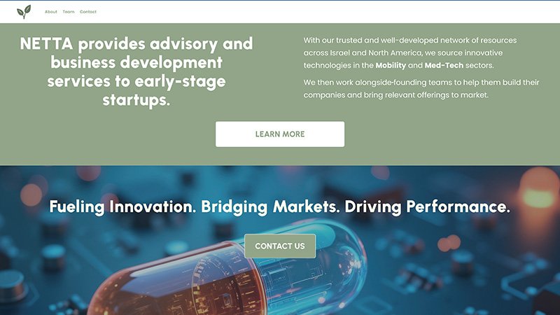 Netta Startup Studio homepage
